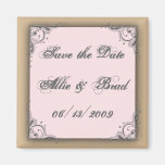 Cocoa brown and pink save the date refrigerator magnets