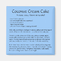 Coconut Cream Cake Recipe on a Magnet