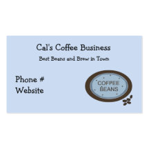 Coffee Bean Sign in Blue and Brown Business Card Template