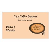 Coffee Bean Sign in Orange and Brown Business Card Template