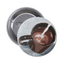 Coffee Cup Painting Button - Silver and Gold