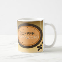 Coffee Frappuccino Sign in Orange and Brown Coffee Mugs