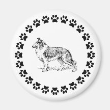 Collie with Pawprints 2 Magnets