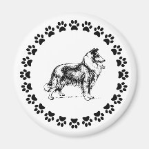 Collie with Pawprints Fridge Magnet