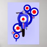 Collossal Retro Target scooter and mod circle art Posters