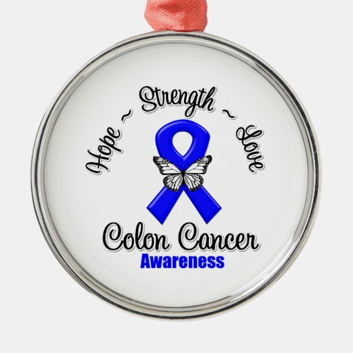 Colon Cancer Hope Strength Love Ornament
