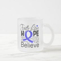 Colon Cancer Typographic Faith Love Hope Mugs
