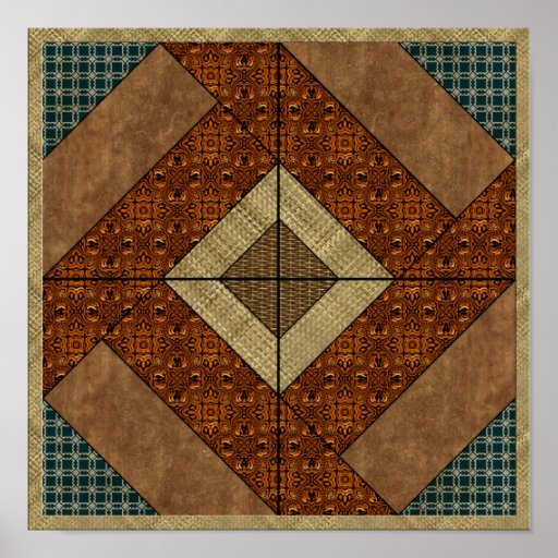 Colonial Pavement in Dark Green & Rust Posters