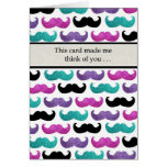 Colorful bling mustache pattern (Faux glitter) Cards