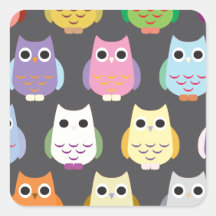 Colorful Cut Owls Sticker