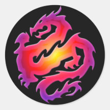 COLORFUL DRAGON ROUND STICKER
