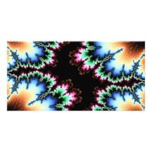 Colorful Fractal - orange, blue, green, pink Photo Cards