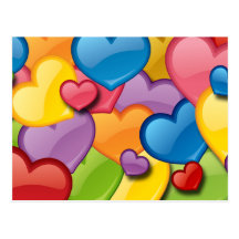 COLORFUL HEARTS COLLAGE POST CARD