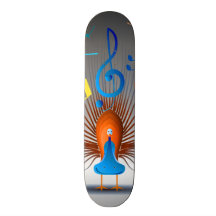 Colorful Musical Notes Peacock Skate Boards