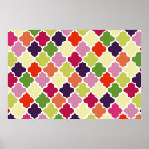 Colorful quatrefoil pattern poster