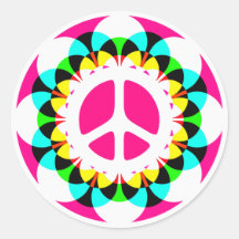 COLORFUL RETRO PEACE SIGN STICKER