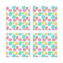 Colorful Spring Easter Eggs Pattern Stretched Canvas Print