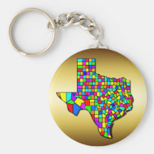 COLORFUL TEXAS COUNTIES MAP KEY CHAINS