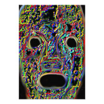 colorfull neon and black ghost man custom invites