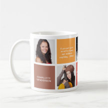 Colour block brown personal quote grad custom phot coffee mug