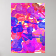 Coloured Guitar Collage Posters