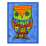 Colourful Abstract Owl Postcard