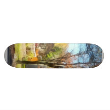 Colourful Autumn Street Custom Skate Board