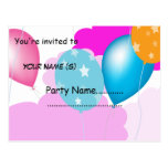 colourful balloons and clouds  invitation postcard