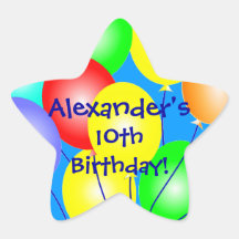 Colourful Birthday Balloons Star Stickers