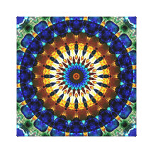 Colourful Blues Kaleidoscope Wrapped Canvas Print