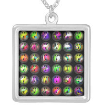 Colourful Bowling Balls Personalised Necklace