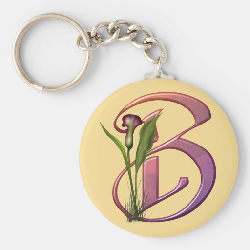 Colourful Calla Initial B Keychains