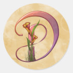 Colourful Calla Initial D Round Stickers