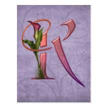 Colourful Calla Initial K Postcard