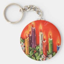 Colourful CAndles Seasons Greetings Key Chain
