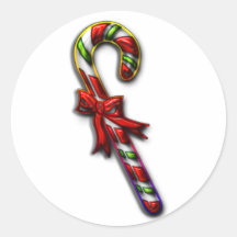 Colourful Candy Cane Round Sticker