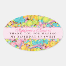 Colourful Candy Sweet 16 Favour Thank You Sticker
