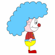 Colourful Clown Cartoon. Blue Hair. Photo Cut Outs