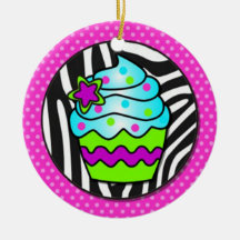 colourful crazy wild cupcake ornament