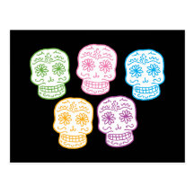 Colourful Day of the Dead Skulls Postcards