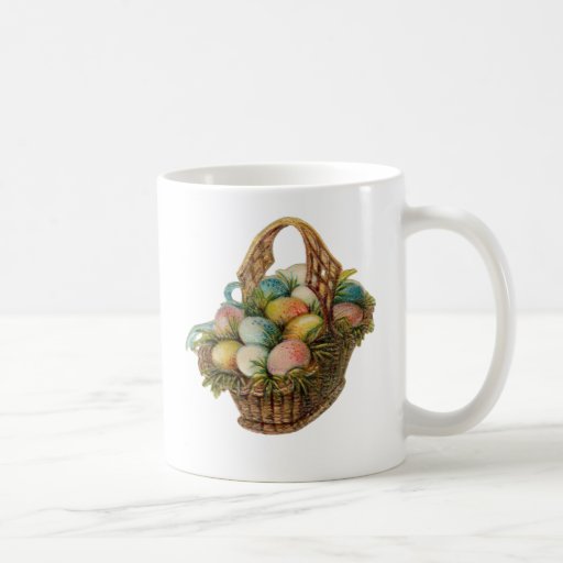 Colourful Easter Eggs Fill a Vintage Easter Basket Coffee Mug