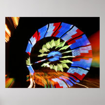 Colourful fair ride neon light photograph poster