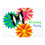 Colourful Flowers and Butterfly Birthday Party Personalized Invites