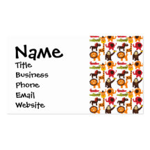 Colourful Fun Cute Jungle Village Safari Zoo Anima Business Card Template