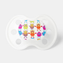 Colourful Funny Monster Party Creatures Bash Pacifier