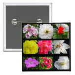 colourful garden flowers pinback button