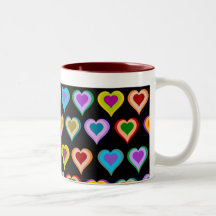 Colourful heart pattern mug
