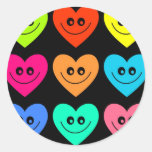Colourful Heart Round Stickers