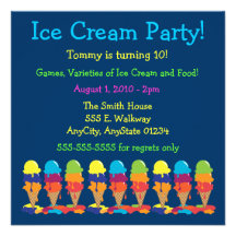 Colourful Ice Cream Party Invitation