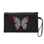 Colourful Kaleidoscope Butterfly Design Wristlet Purse